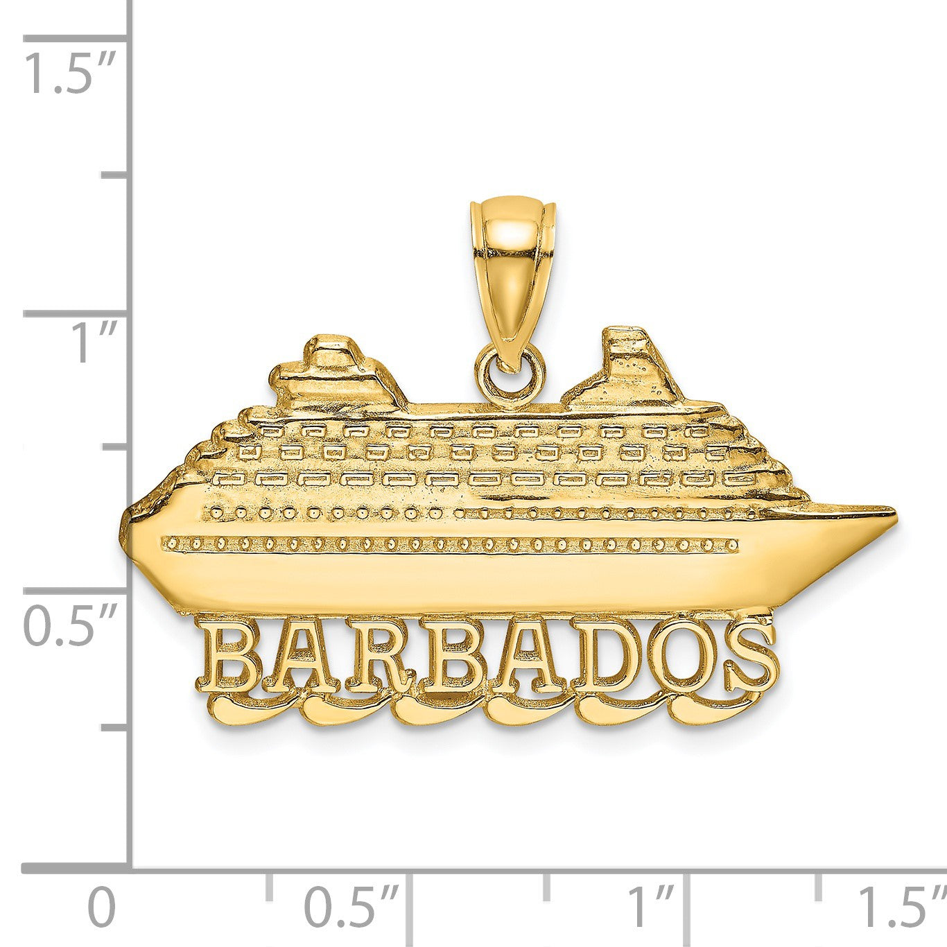 14K Large Polished BARBADOS Cruise Ship Charm