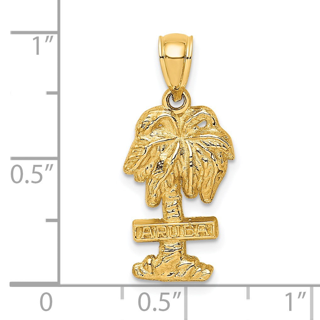 14K ARUBA On Palm Tree Pendant