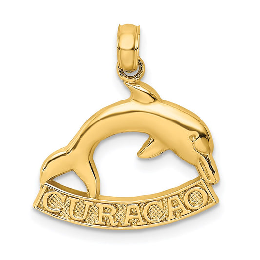 14K 2-D CURACAO Under Polished Dolphin Charm