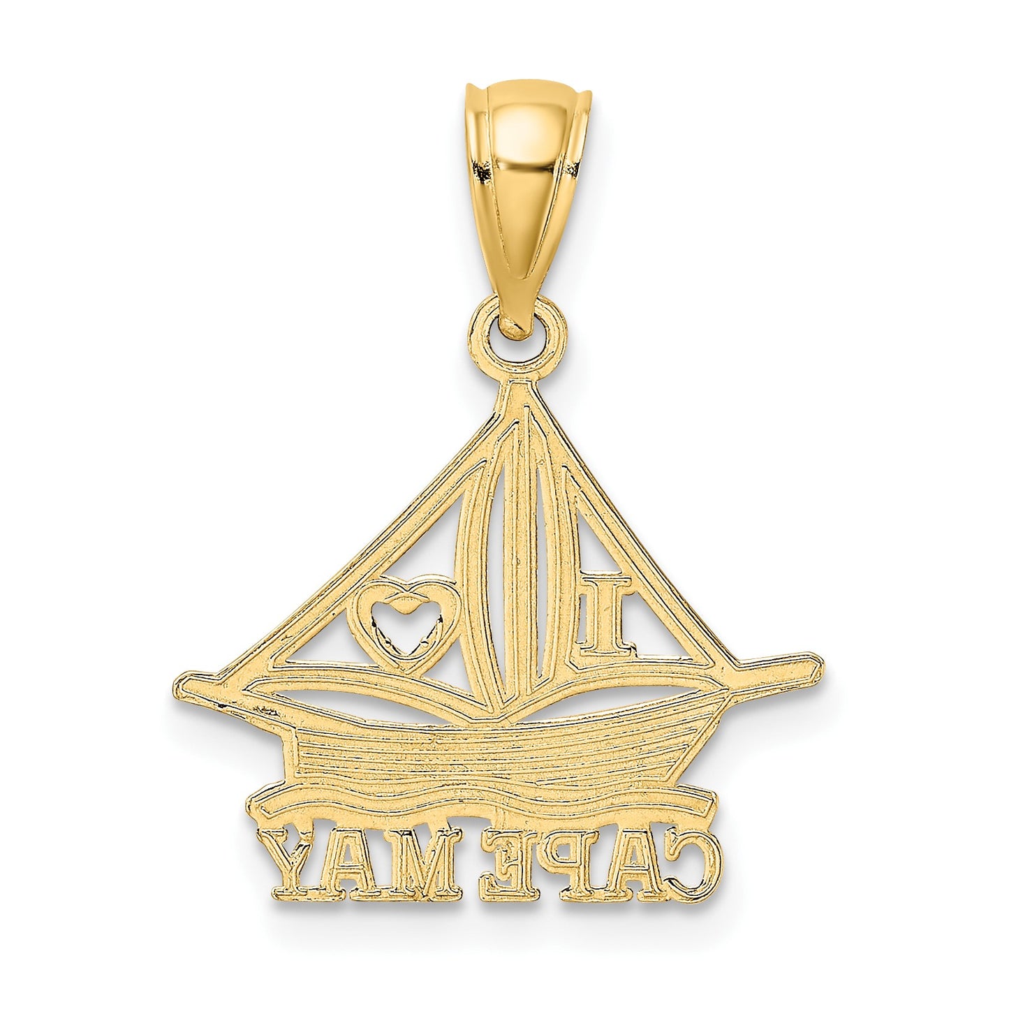 14K I HEART CAPE MAY with Cut-Out Boat Charm