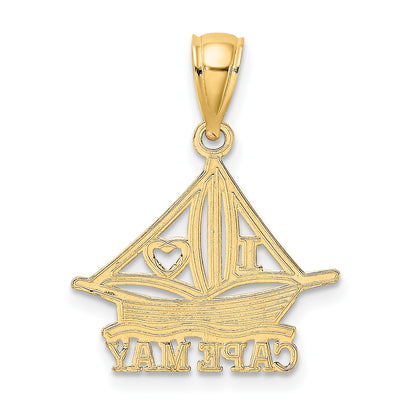 14K I HEART CAPE MAY with Cut-Out Boat Charm