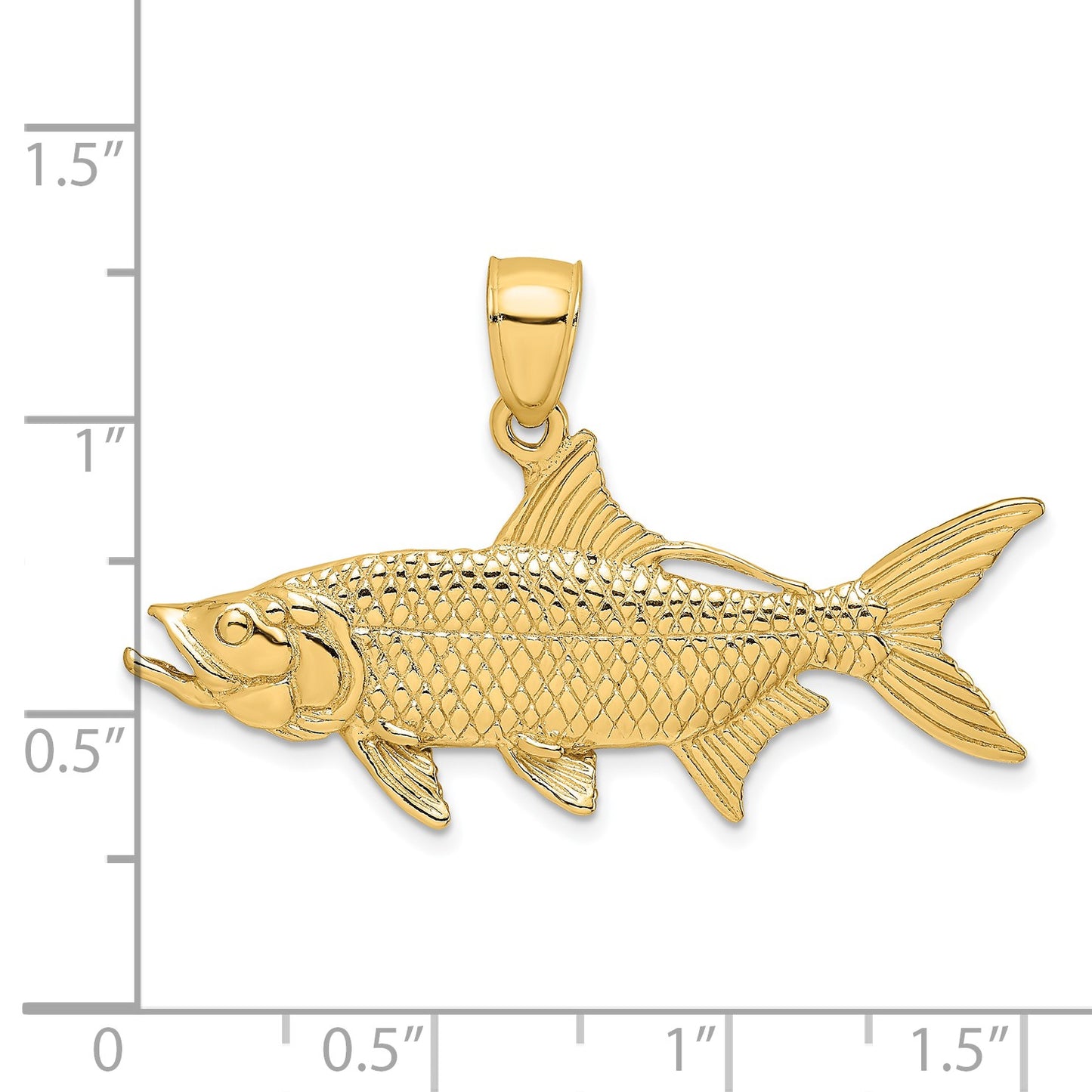 14K 3-D Textured Oxeye Tarpon Fish Charm
