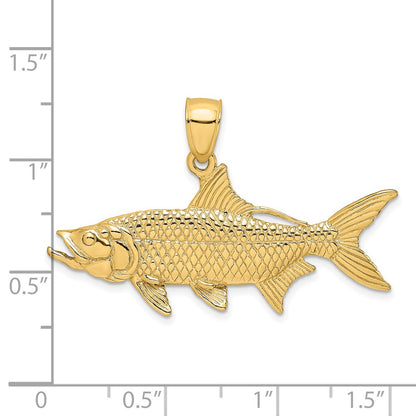 14K 3-D Textured Oxeye Tarpon Fish Charm