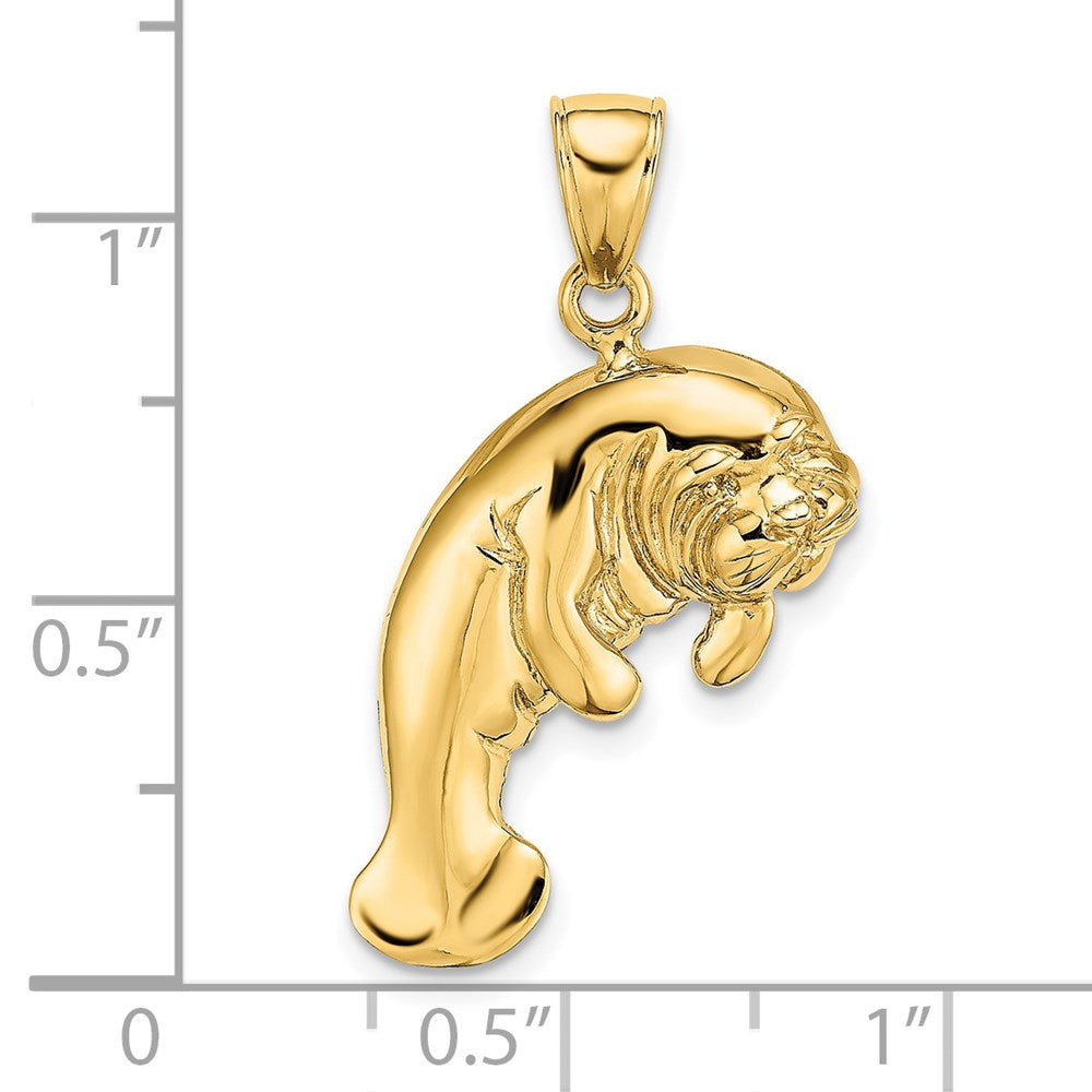 14K 2-D Polished Manatee Charm