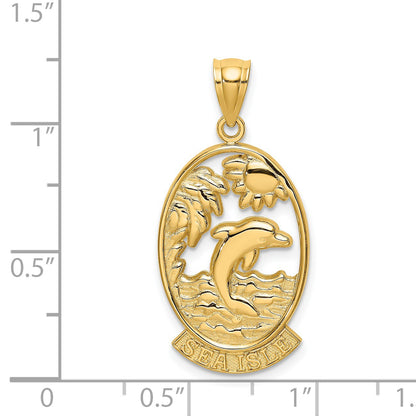 14K SEA ISLE with Dolphin Sunset Scene Charm