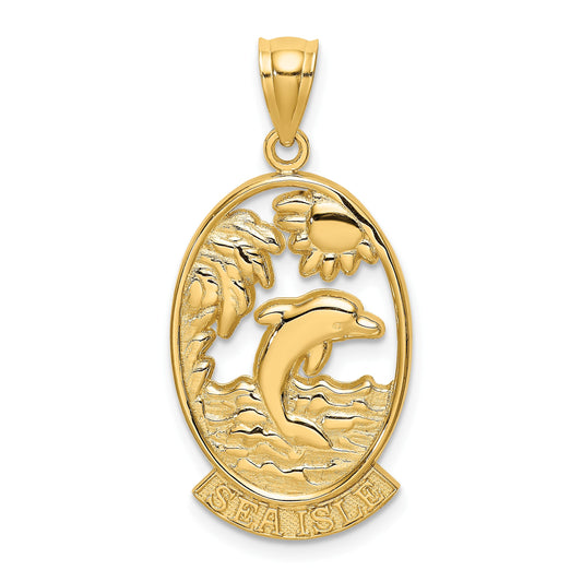 14K SEA ISLE with Dolphin Sunset Scene Charm
