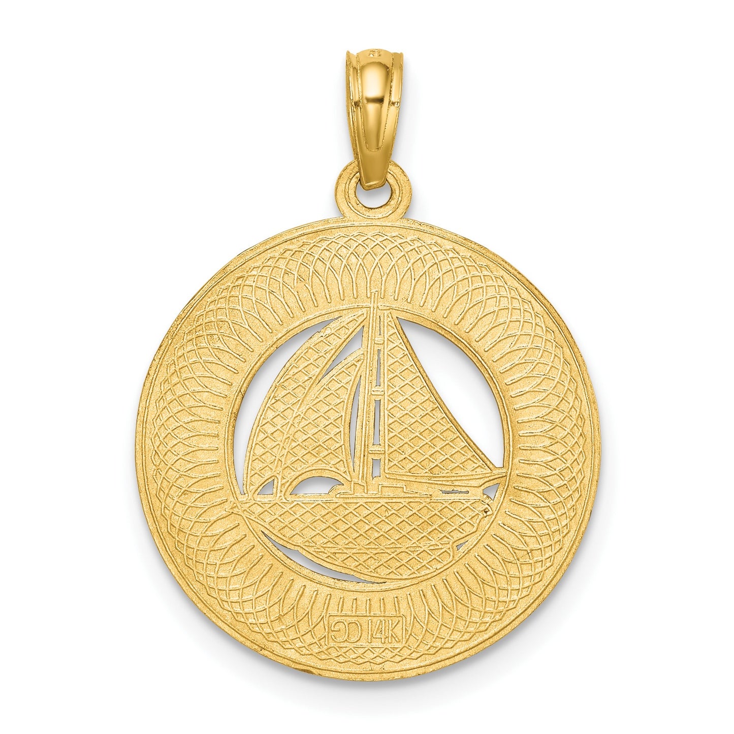 14K OCEAN CITY with Sailboat Charm