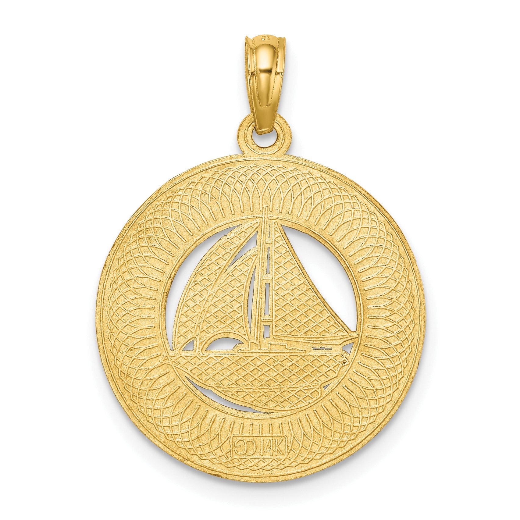 14K OCEAN CITY with Sailboat Charm
