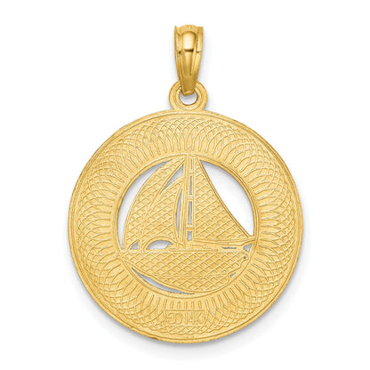 14K OCEAN CITY with Sailboat Charm