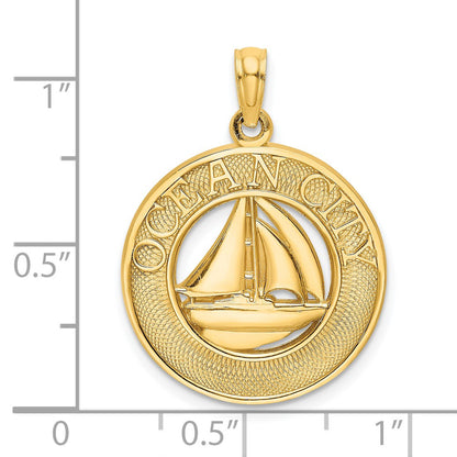 14K OCEAN CITY with Sailboat Charm