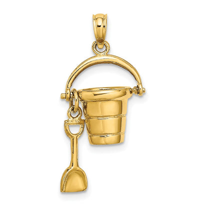 14K  3D CAPE COD Bucket w/ Shovel Charm