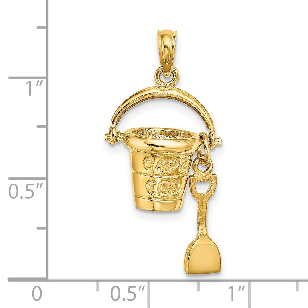 14K  3D CAPE COD Bucket w/ Shovel Charm