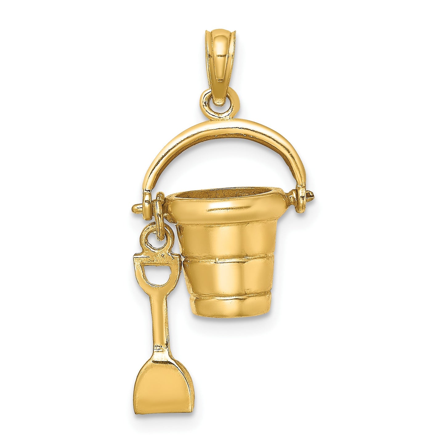 14K  3-D OCEAN CITY Bucket with Moveable Shovel Charm
