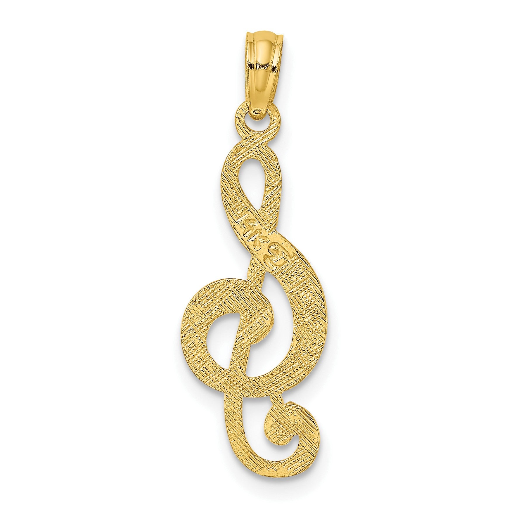 14K Textured Treble Clef Charm