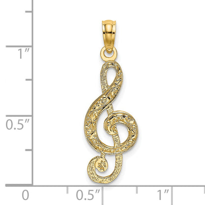 14K Textured Treble Clef Charm