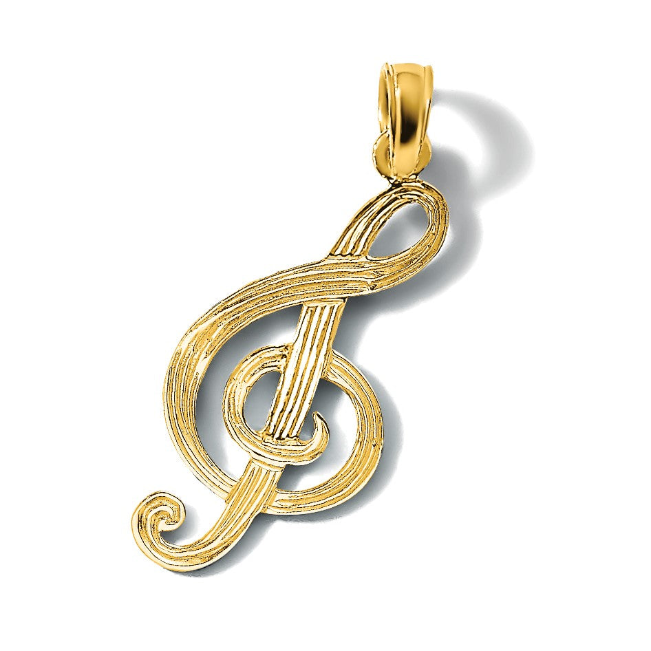 14K Textured Treble Clef Charm