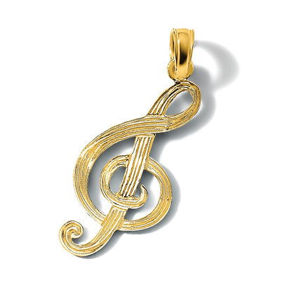 14K Textured Treble Clef Charm