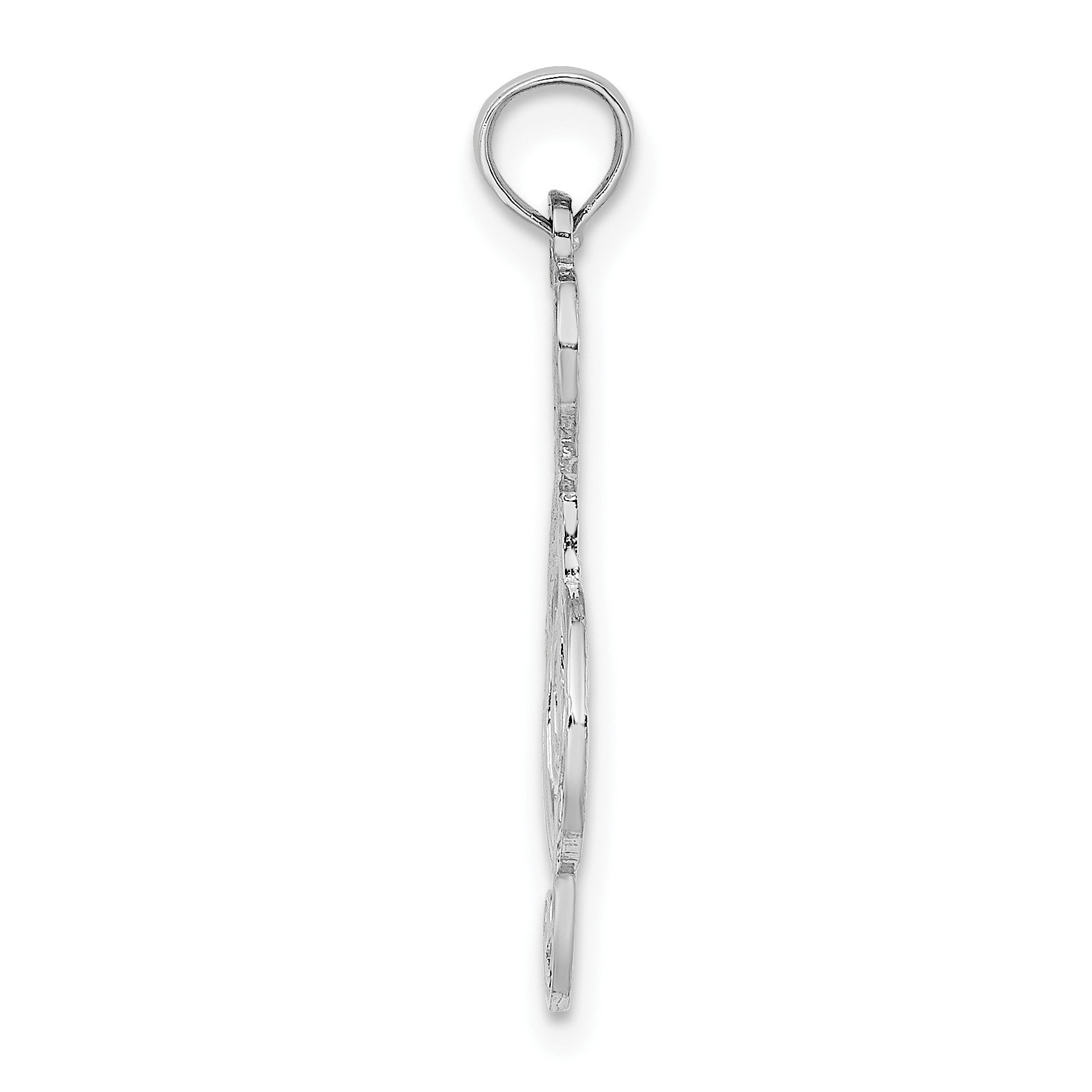 14K White Gold Textured Treble Clef Charm