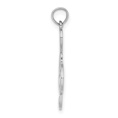 14K White Gold Textured Treble Clef Charm