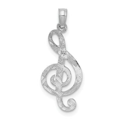 14K White Gold Textured Treble Clef Charm