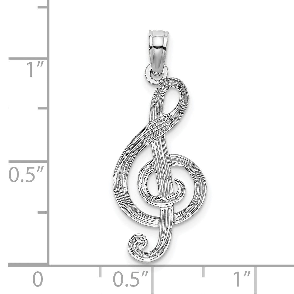 14K White Gold Textured Treble Clef Charm