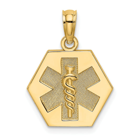 14K Caduceus Textured Back Medical Charm