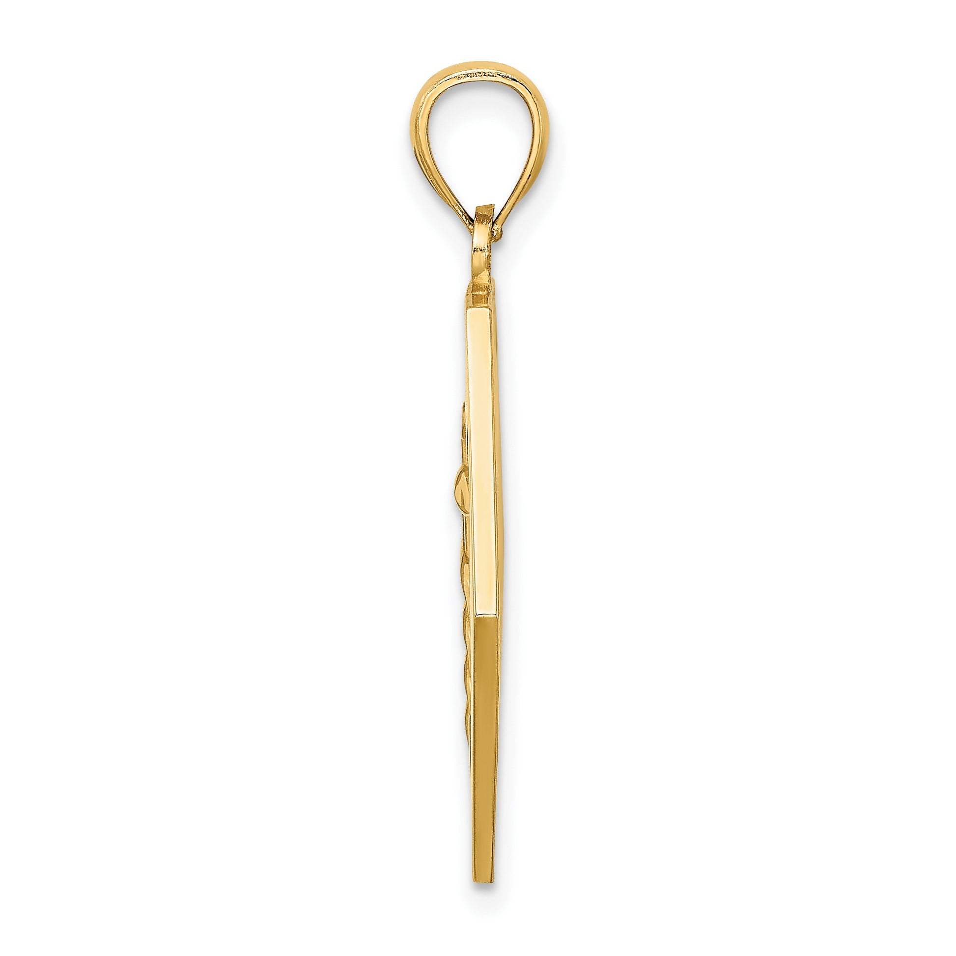 14K Textured Back Caduceus Medical Disc Pendant