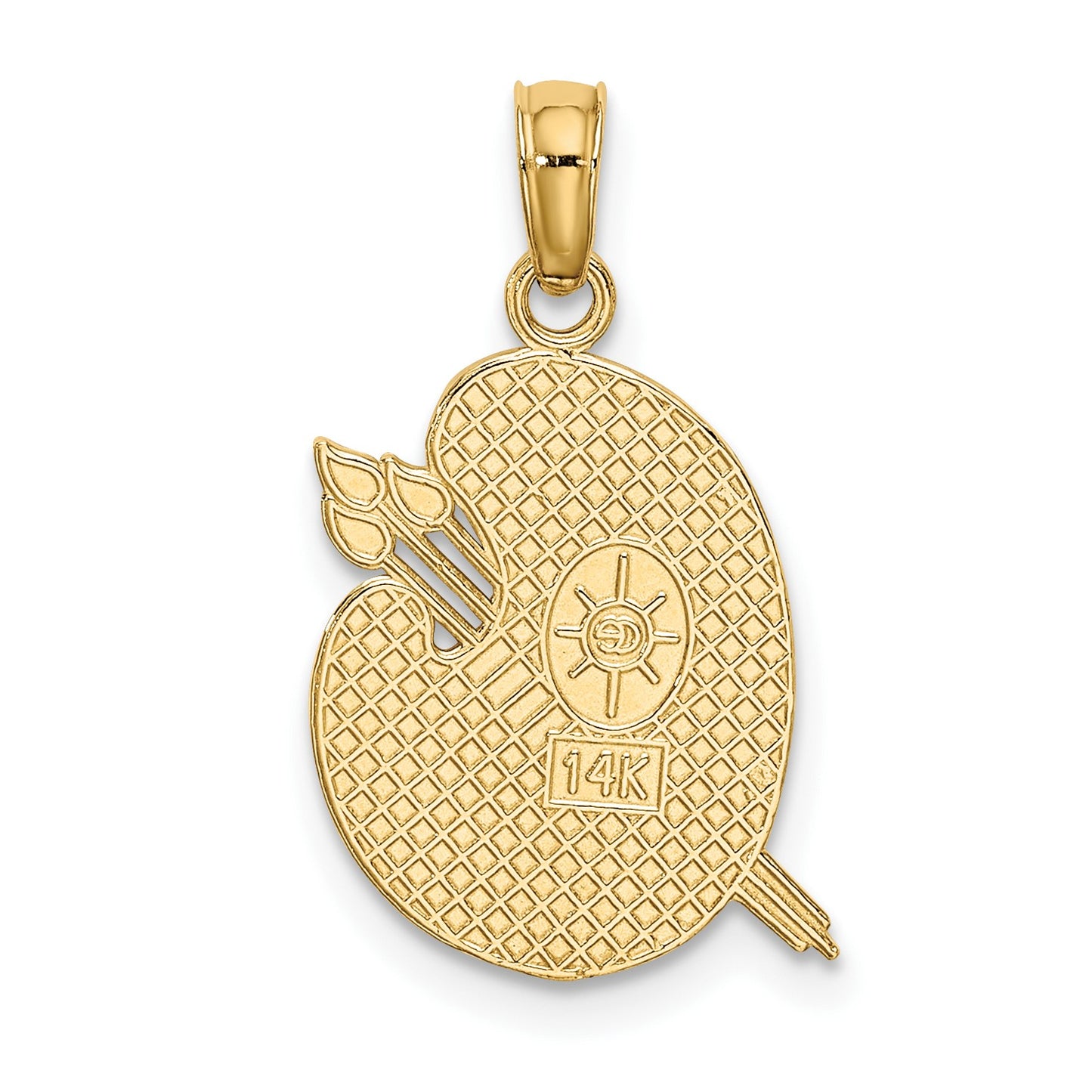 14K Engraved Textured Painters Palette Charm