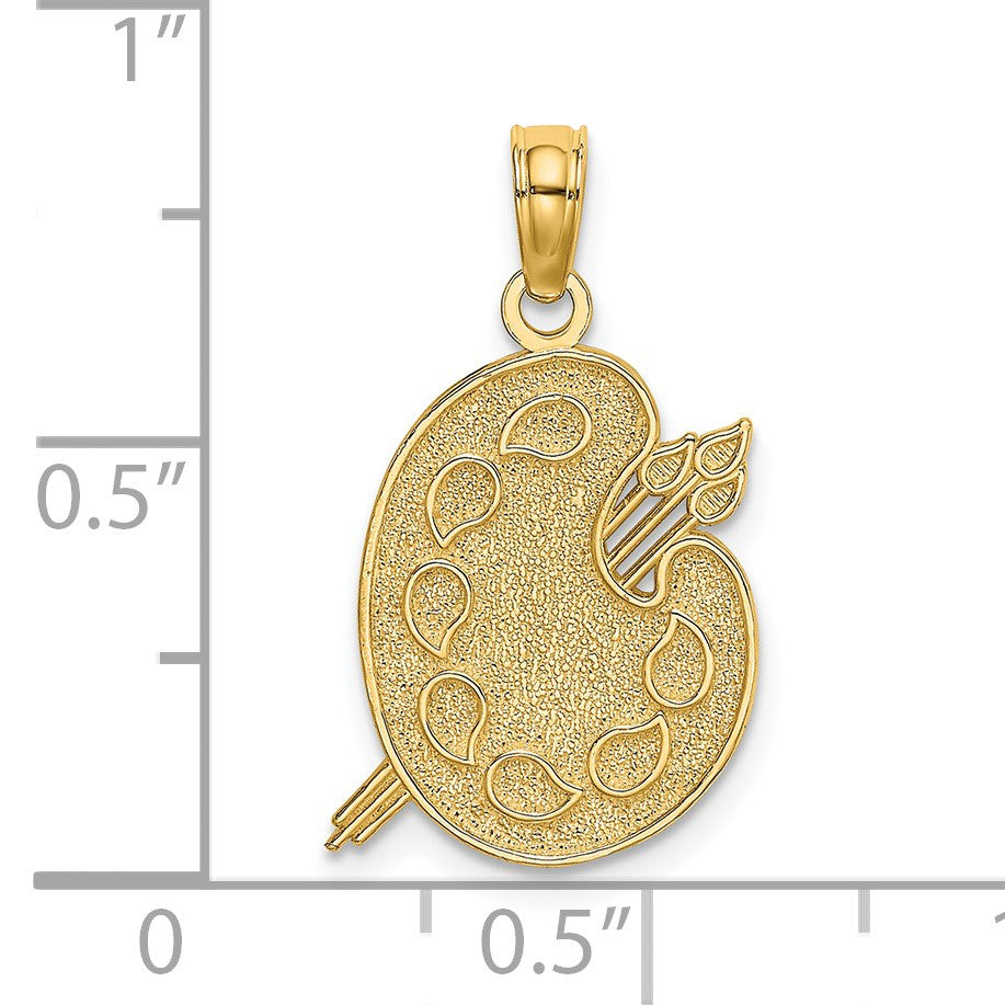 14K Engraved Textured Painters Palette Charm