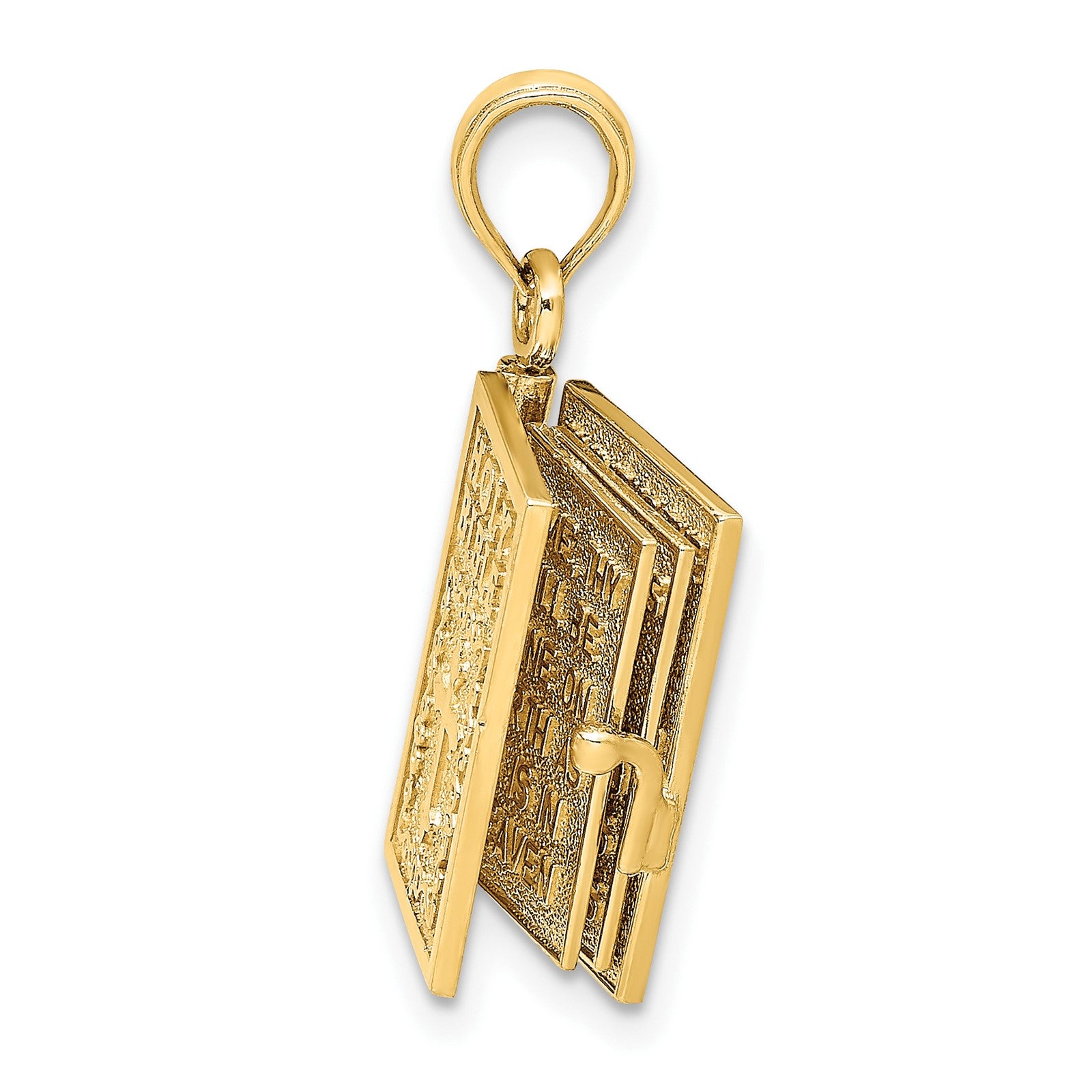 14K 3-D HOLY BIBLE with Lord's Prayer and Moveable Pages Pendant