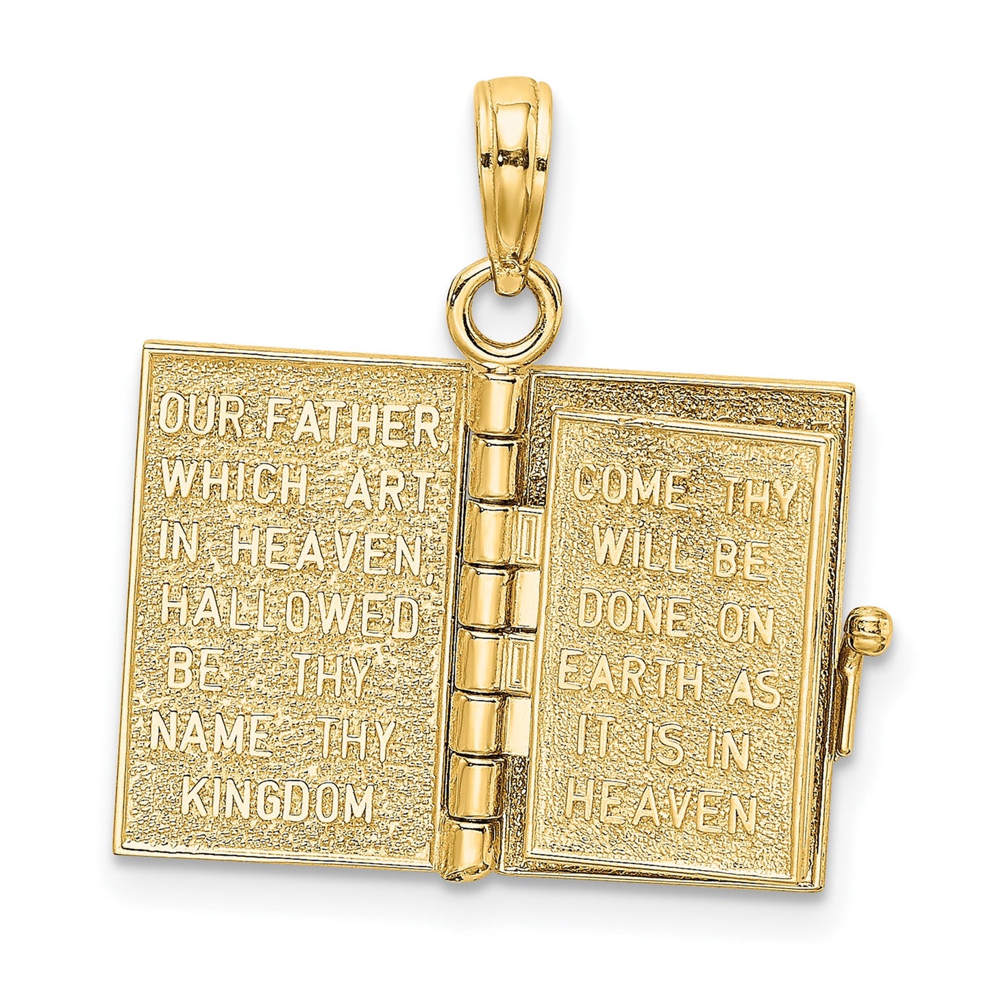 14K 3-D HOLY BIBLE with Lord's Prayer and Moveable Pages Pendant