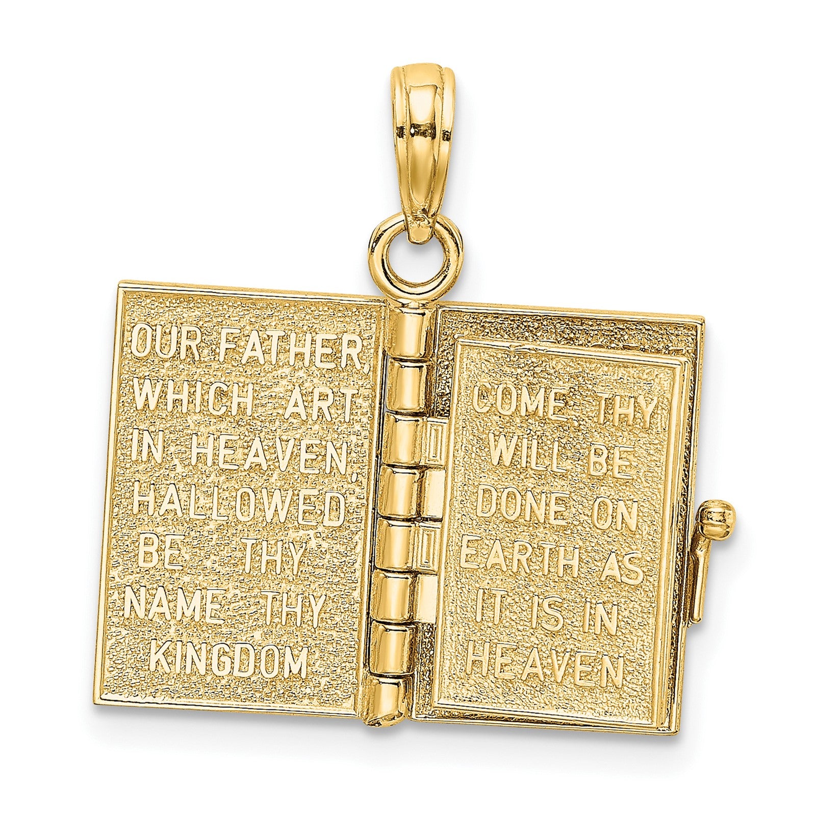 14K 3-D HOLY BIBLE with Lord's Prayer and Moveable Pages Pendant