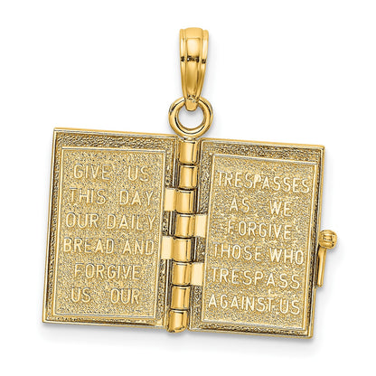 14K 3-D HOLY BIBLE with Lord's Prayer and Moveable Pages Pendant