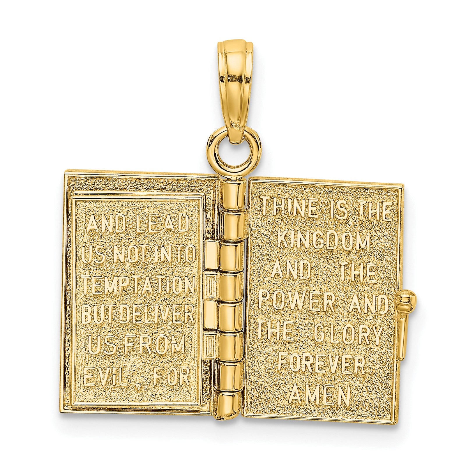 14K 3-D HOLY BIBLE with Lord's Prayer and Moveable Pages Pendant