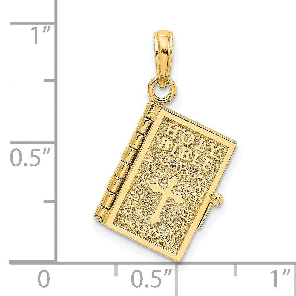 14K 3-D HOLY BIBLE with Lord's Prayer and Moveable Pages Pendant