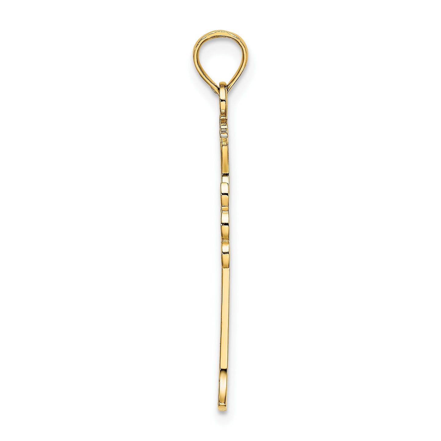 14K Double Sided Textured Cross Charm