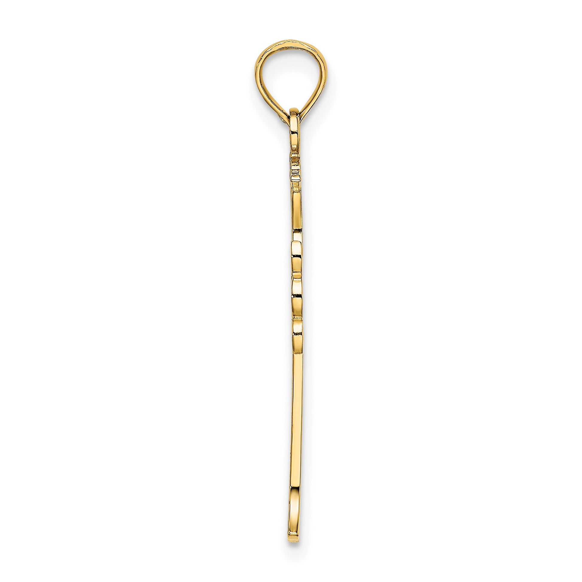 14K Double Sided Textured Cross Charm