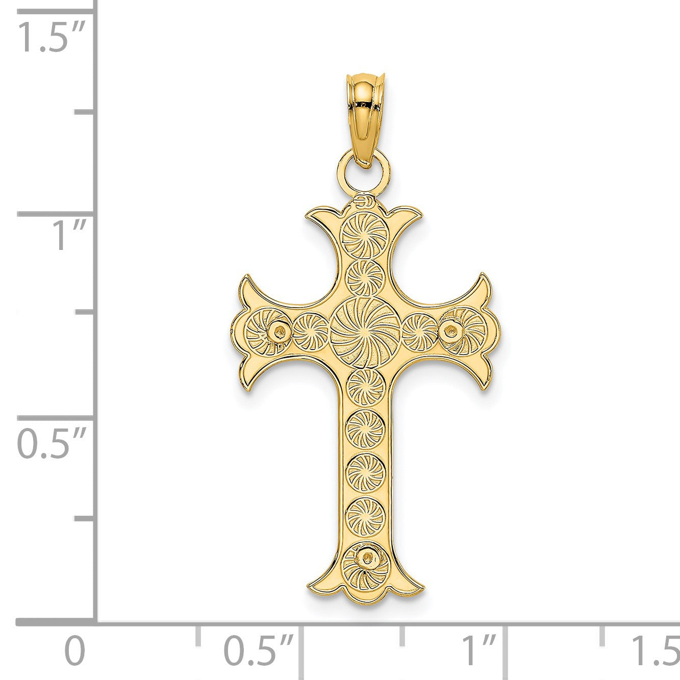 14K Double Sided Textured Cross Charm