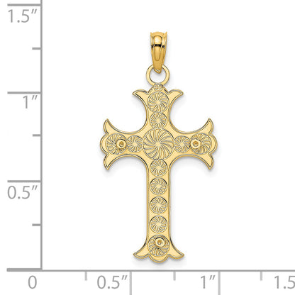 14K Double Sided Textured Cross Charm