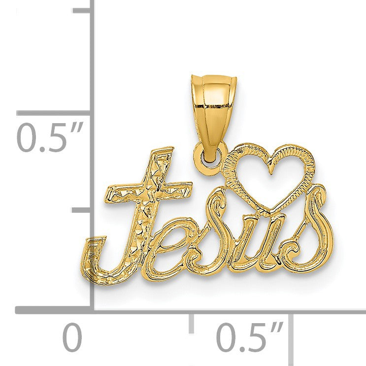 14K HEART JESUS Script Charm