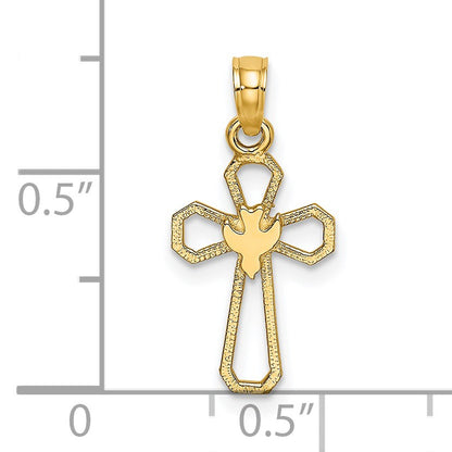 14K Cut-Out Cross with Dove Charm