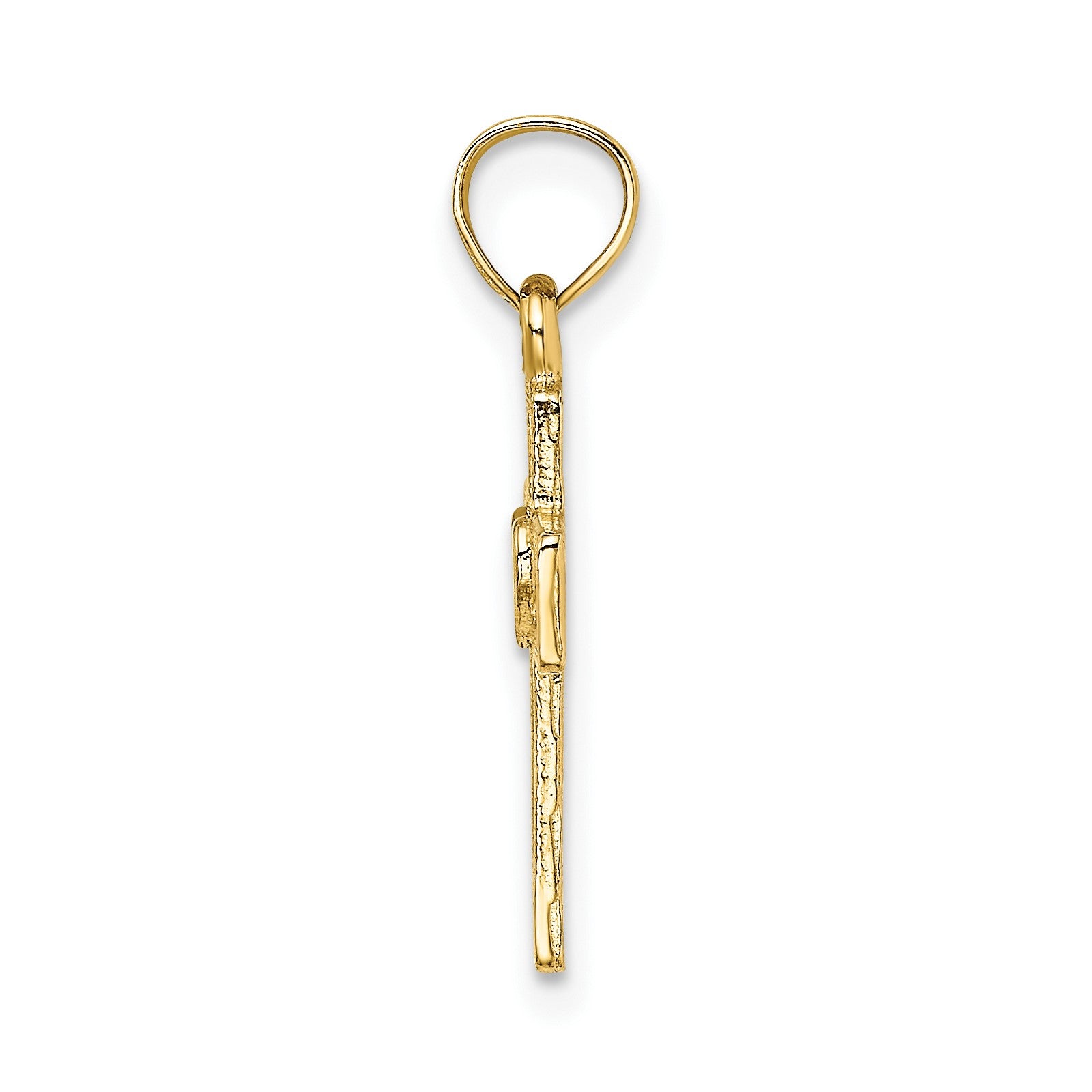 14K Cut-Out Cross with Heart Charm