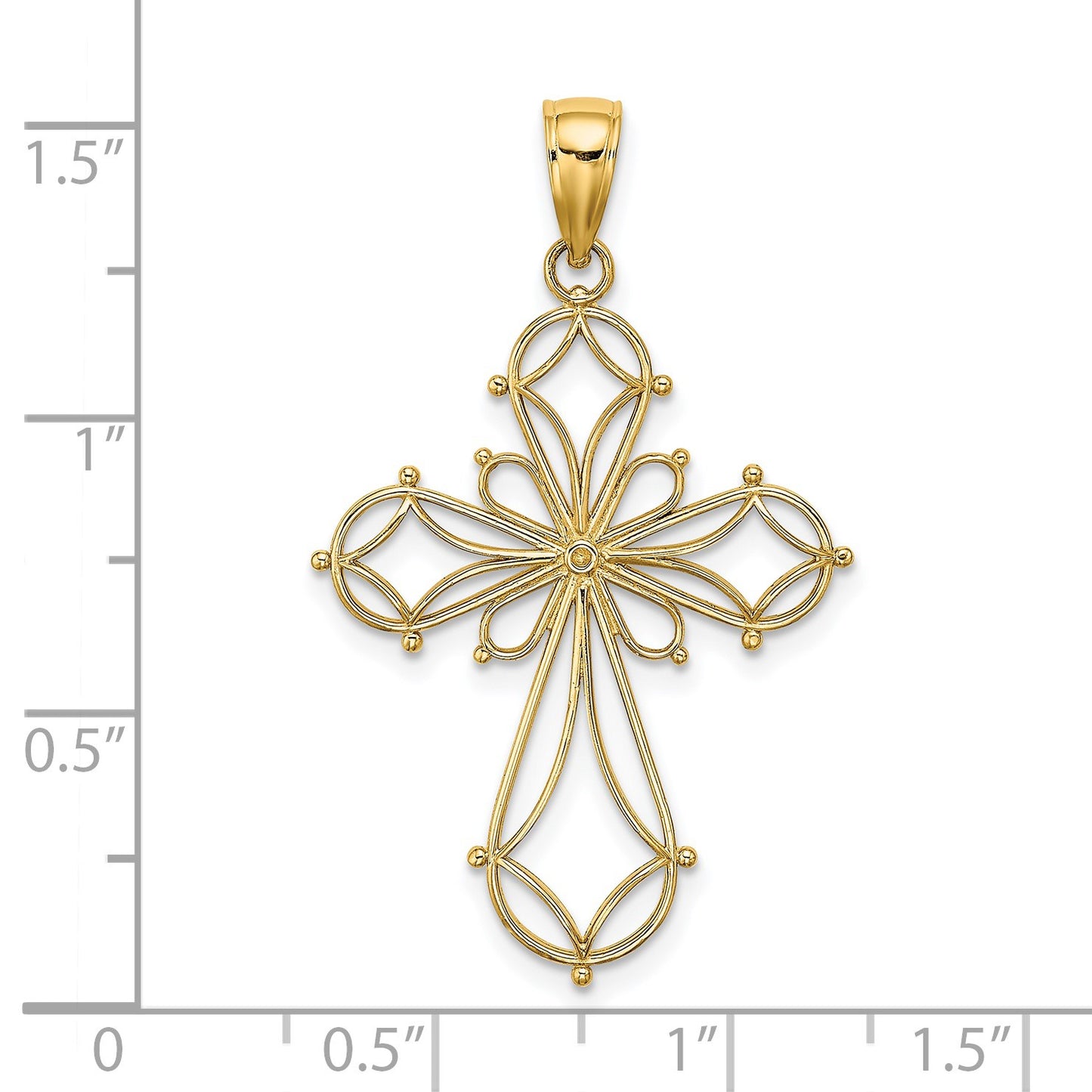 14K Cut-Out Shapes Fancy Cross Charm