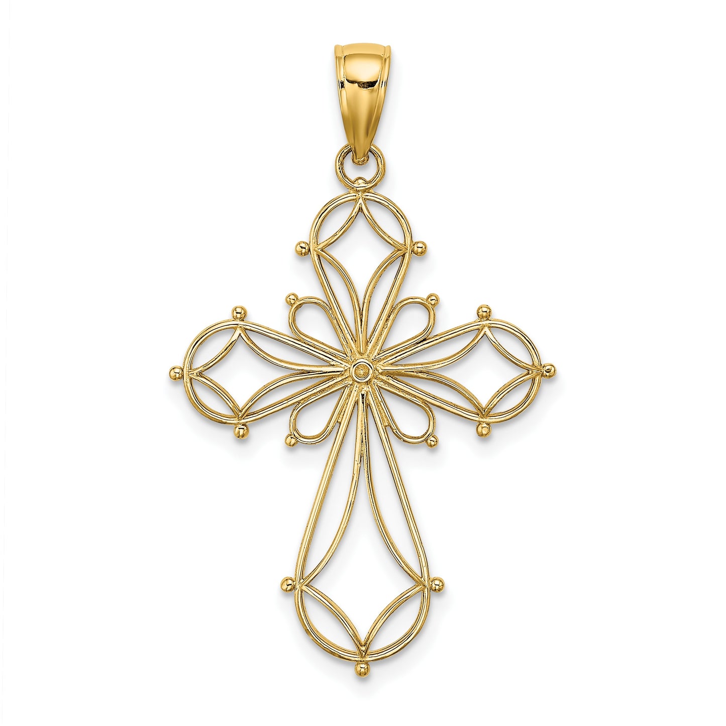 14K Cut-Out Shapes Fancy Cross Charm