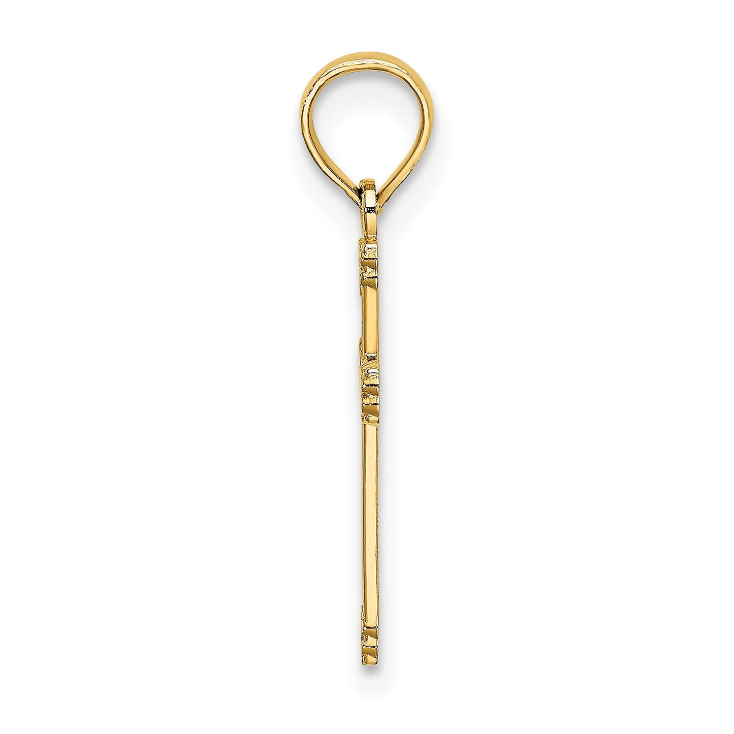 14K Textured with Center Heart Small Cross Charm