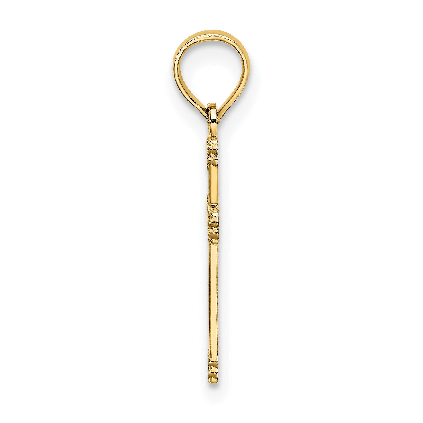 14K Textured with Center Heart Small Cross Charm