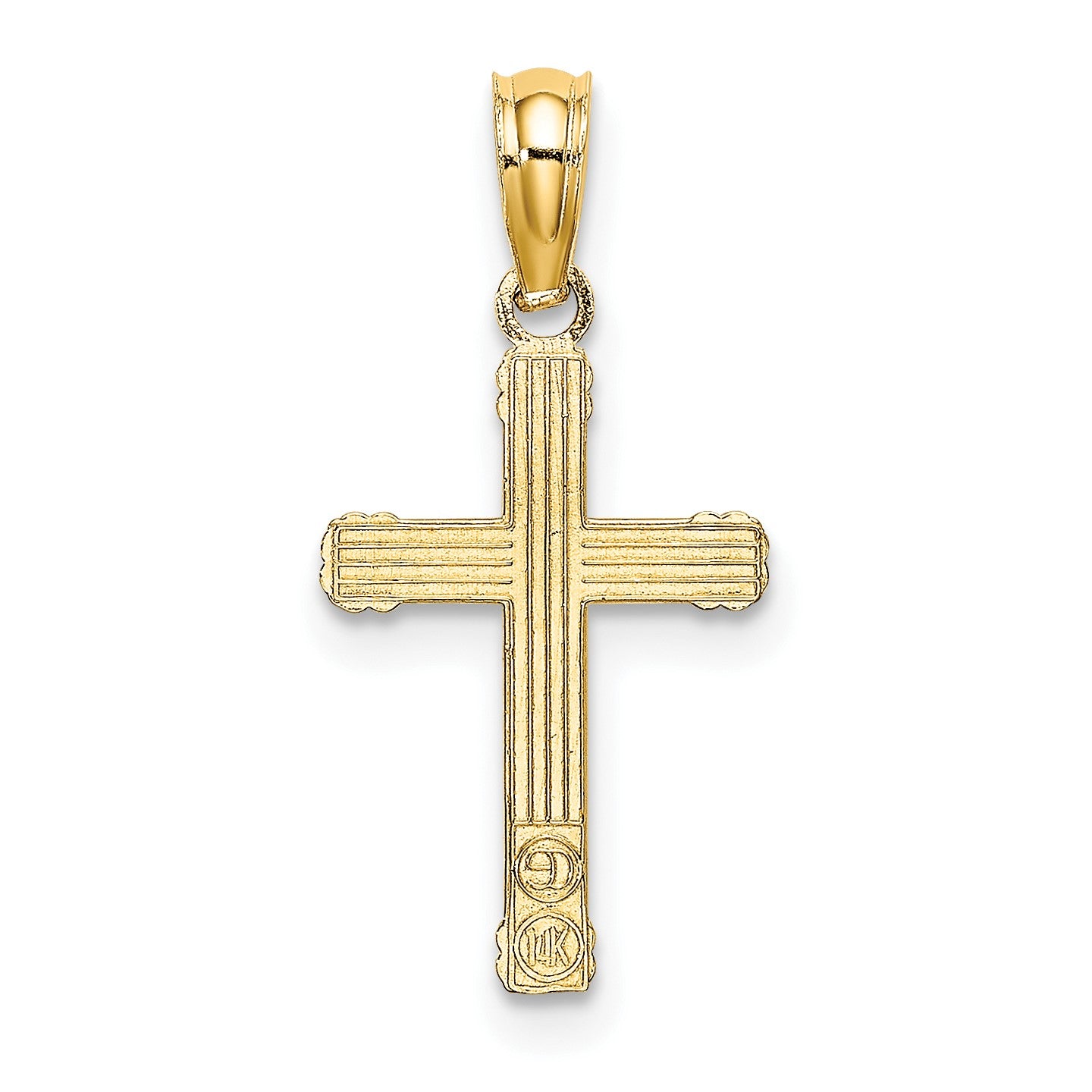 14K Textured with Center Heart Small Cross Charm