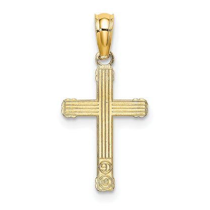 14K Textured with Center Heart Small Cross Charm