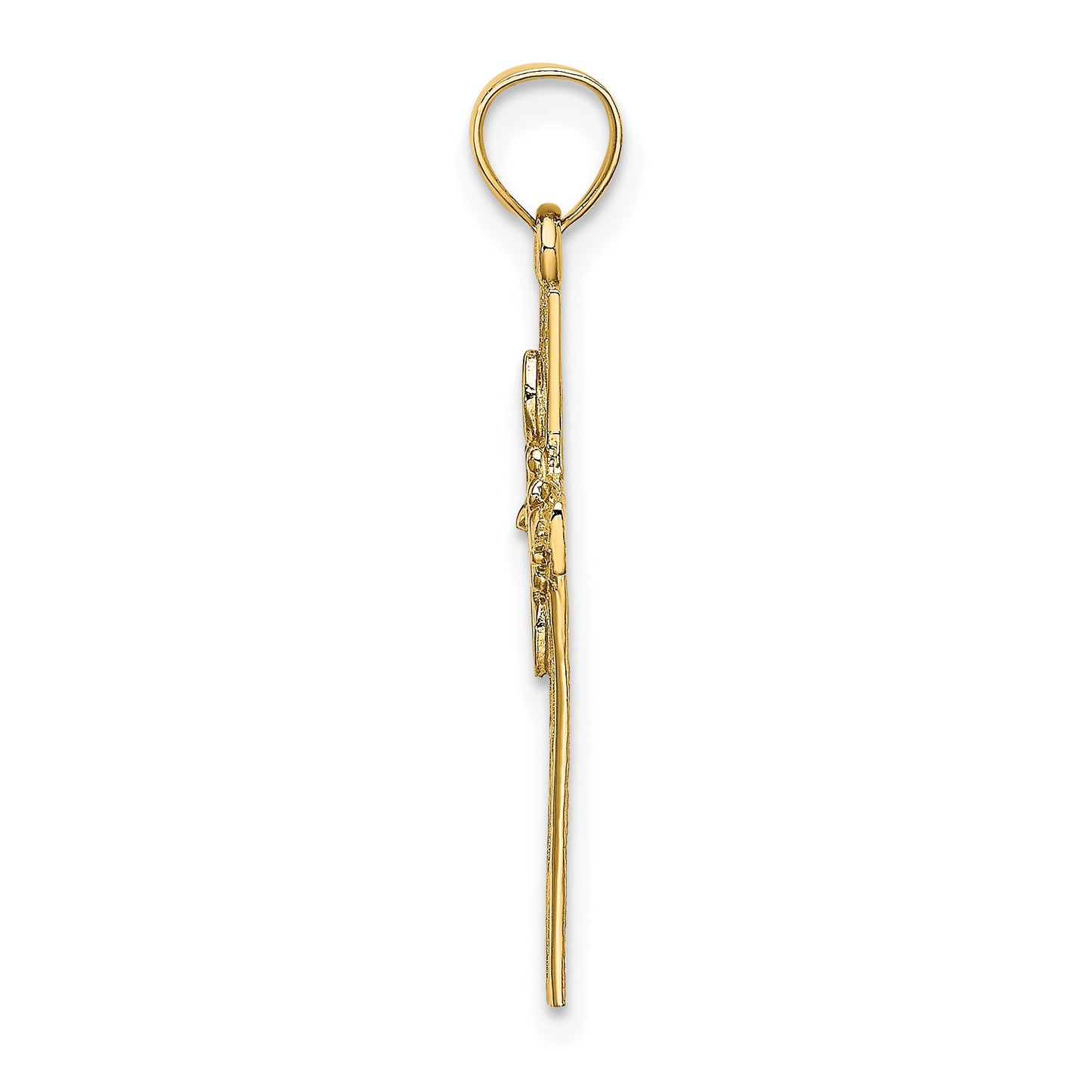 14K Cross with Flower Charm