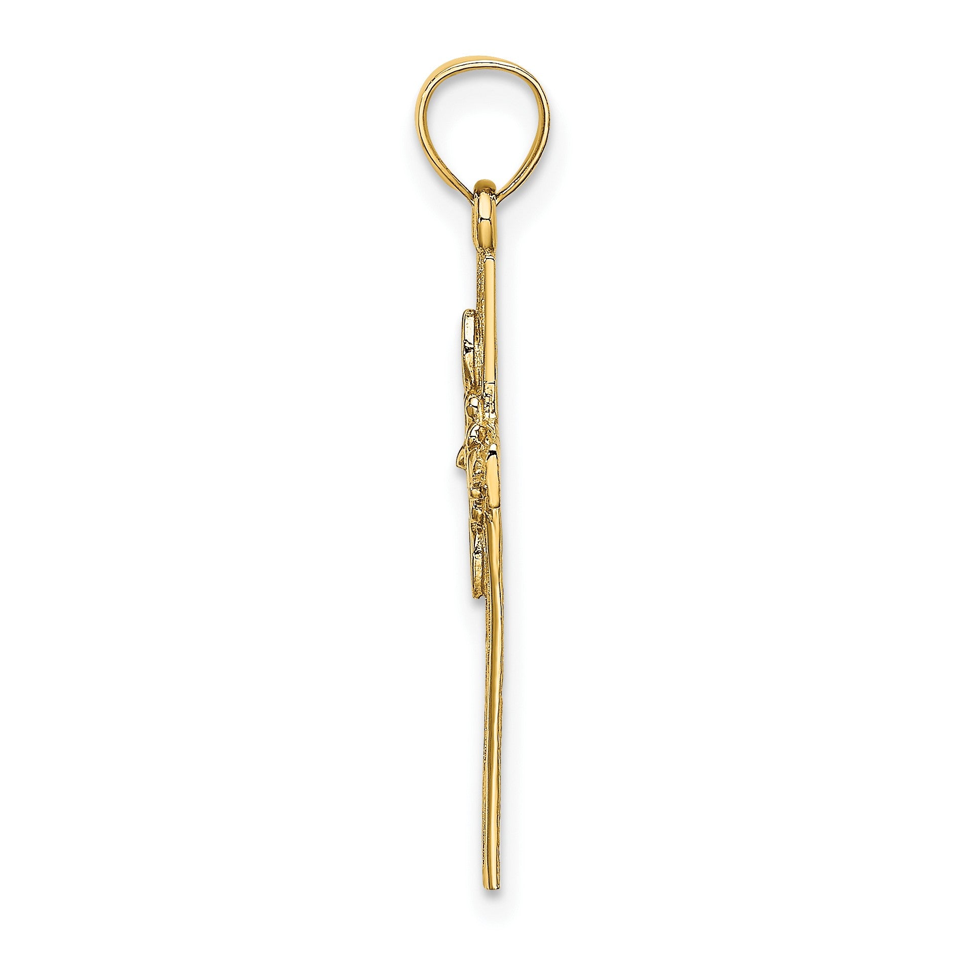 14K Cross with Flower Charm